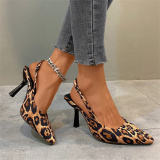 Business Wear Party Celebrities Formal Leopard Pointed Slip-on Thin High Heels Pumps Shoes (Heel Height 3.15in)