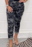 Dark Khaki Camouflage Leopard Print High Waist Skinny Bottoms Camo Pants Sweatpant Trousers