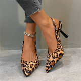 Business Wear Party Celebrities Formal Leopard Pointed Slip-on Thin High Heels Pumps Shoes (Heel Height 3.15in)