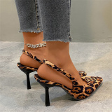 Business Wear Party Celebrities Formal Leopard Pointed Slip-on Thin High Heels Pumps Shoes (Heel Height 3.15in)