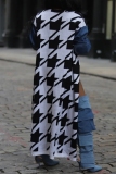 Black White Houndstooth Casual Contrast Long Sleeve Fall Winter Long Sweater Cardigan Coats Outerwear