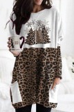 White Red Christmas Outfits Grinch Print O Neck Long Sleeve Loose Sweatshirt Mini Dresses