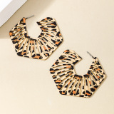 Alloy Oversize Party Club Vacation Daily Leopard Print Hollow Out Geometric Stud Earrings