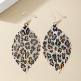 Multicolor Alloy  Daily Hollow Out Leopard Leaf Shaped Pendants Dangle Earrings