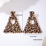 Alloy Oversize Vacation Party Club Daily Leopard Print Hollow Out Quadrangle Pendant Dangle Earrings