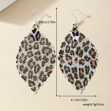 Multicolor Alloy  Daily Hollow Out Leopard Leaf Shaped Pendants Dangle Earrings