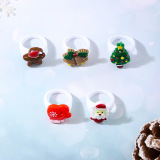 Multicolor Daily Cute Santa Claus Christmas Tree Contrast Plastic Rings Sets