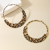 Alloy Oversize Daily Vacation Party Club Leopard Print Hollow Out Hoop Earrings