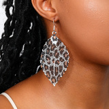Multicolor Alloy  Daily Hollow Out Leopard Leaf Shaped Pendants Dangle Earrings