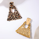 Alloy Oversize Vacation Party Club Daily Leopard Print Hollow Out Quadrangle Pendant Dangle Earrings