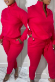 Green Sportwear Zip-up Stand Collar Long Sleeve Sweatshirt and Pencil Sweatpants Fall Winter Two Pieces Sweatsuit Sets
