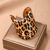 Alloy Party Club Vacation Daily Open Cuff Leopard Print Irregular Bracelet bangles
