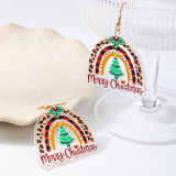 Multicolor Acrylic Daily Letters Christmas Tree Rainbow Shaped Contrast Dangle Earrings