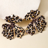 Alloy Oversize Party Club Vacation Daily Leopard Print Hollow Out Flower Shaped Stud Earrings