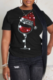 Green Christmas Graphic Snowman Bear Santa Print Round Neck Short Sleeve T-Shirts Tops