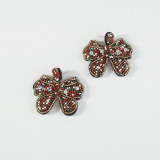 Red Christmas Bohemian Oversize Elegant Bow Beaded Earrings