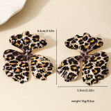 Alloy Oversize Party Club Vacation Daily Leopard Print Hollow Out Flower Shaped Stud Earrings