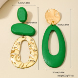 Green Alloy Party Club Vacation Contrast Hollow Out Contrast Oversize Geometric Pendant Dangle Earrings