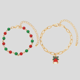 White Red Christmas Alloy Elegant Chains Contrast Beaded Chains Pendant Bracelets