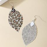 Multicolor Alloy  Daily Hollow Out Leopard Leaf Shaped Pendants Dangle Earrings