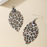 Multicolor Alloy  Daily Hollow Out Leopard Leaf Shaped Pendants Dangle Earrings