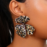 Alloy Oversize Party Club Vacation Daily Leopard Print Hollow Out Flower Shaped Stud Earrings