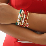 White Green Alloy Polymer Clay Christmas Daily Letters Contrast Beaded Bracelets