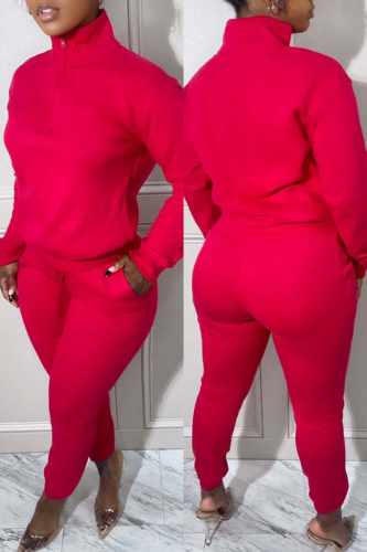 Green Sportwear Zip-up Stand Collar Long Sleeve Sweatshirt and Pencil Sweatpants Fall Winter Two Pieces Sweatsuit Sets