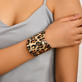 Alloy Party Club Vacation Daily Open Cuff Leopard Print Irregular Bracelet bangles