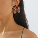 Red Christmas Bohemian Oversize Elegant Bow Beaded Earrings