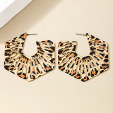 Alloy Oversize Party Club Vacation Daily Leopard Print Hollow Out Geometric Stud Earrings