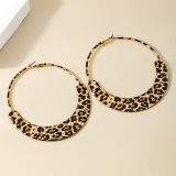Alloy Oversize Daily Vacation Party Club Leopard Print Hollow Out Hoop Earrings