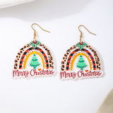 Multicolor Acrylic Daily Letters Christmas Tree Rainbow Shaped Contrast Dangle Earrings