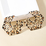 Alloy Oversize Party Club Vacation Daily Leopard Print Hollow Out Geometric Stud Earrings