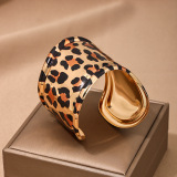 Alloy Party Club Vacation Daily Open Cuff Leopard Print Irregular Bracelet bangles