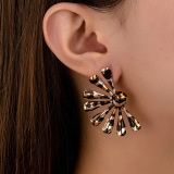 Alloy Oversize Party Club Vacation Daily Leopard Print Hollow Out Sunflower Shaped Stud Earrings