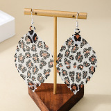 Multicolor Alloy  Daily Hollow Out Leopard Leaf Shaped Pendants Dangle Earrings