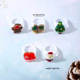 Multicolor Daily Cute Santa Claus Christmas Tree Contrast Plastic Rings Sets