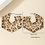 Alloy Oversize Party Club Vacation Daily Leopard Print Hollow Out Geometric Stud Earrings