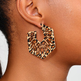 Alloy Oversize Party Club Vacation Daily Leopard Print Hollow Out Geometric Stud Earrings