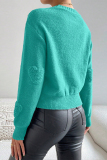 Pink Casual Heart Shaped Weave Round Neck Long Sleeve Fall Winter Tops Sweaters