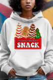 White Golden Christmas Casual Tree Letter Print Draw String Hooded Collar Long Sleeve Fall Winter Sweatshirts Tops
