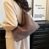Black PU Outing Vintage Rivets Shoulder Tote Bags