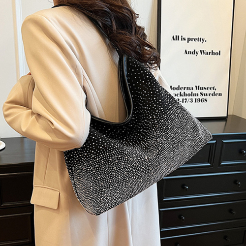 Black PU Outing Vintage Rivets Shoulder Tote Bags