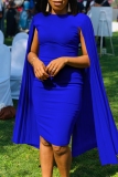 Orange Formal Office Evening O Neck Cape Sleeve Wrapped Skirt Bodycon Midi Dresses