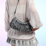 Grey Casual Party Club Outing Leopard Print Letters Crossbody Shoulder Bags