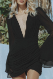 White Formal Evening Party Gown Ruched V Neck Flare Sleeve Wrapped Skirt Ruched Bodycon Mini Dresses