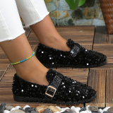 Glitter Slip-On Sneakers Casual Sequins Round Comfortable Loafer Flats Shoes