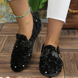 Glitter Slip-On Sneakers Casual Sequins Round Comfortable Loafer Flats Shoes