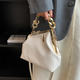 Black PU Leather Daily Party Club Patchwork Chains Handbags Clutch Crossbody Bags